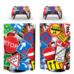 Traffic Signs Pattern PS5 Skin Sticker Decal