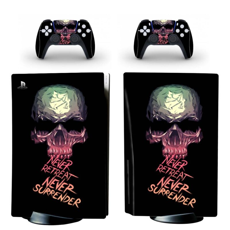 Skull Never Retreat Never Surrender PS5 Skin Sticker Decal