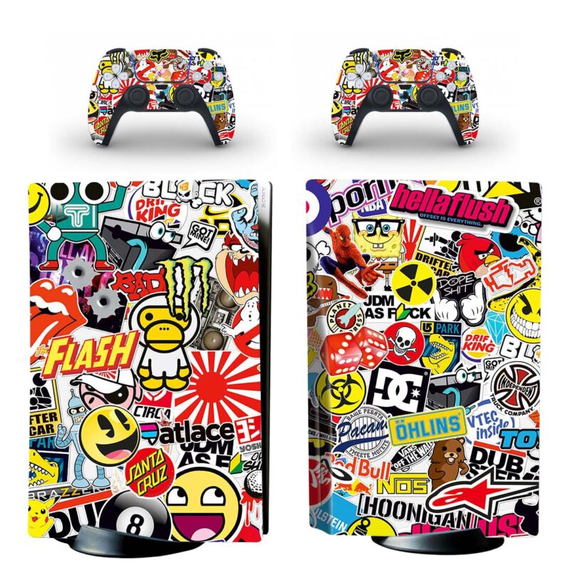 Sticker Bomb PS5 Skin Sticker And Controllers