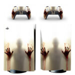 Bloody Hand Shower Curtain Horror Theme PS5 Skin Sticker Decal