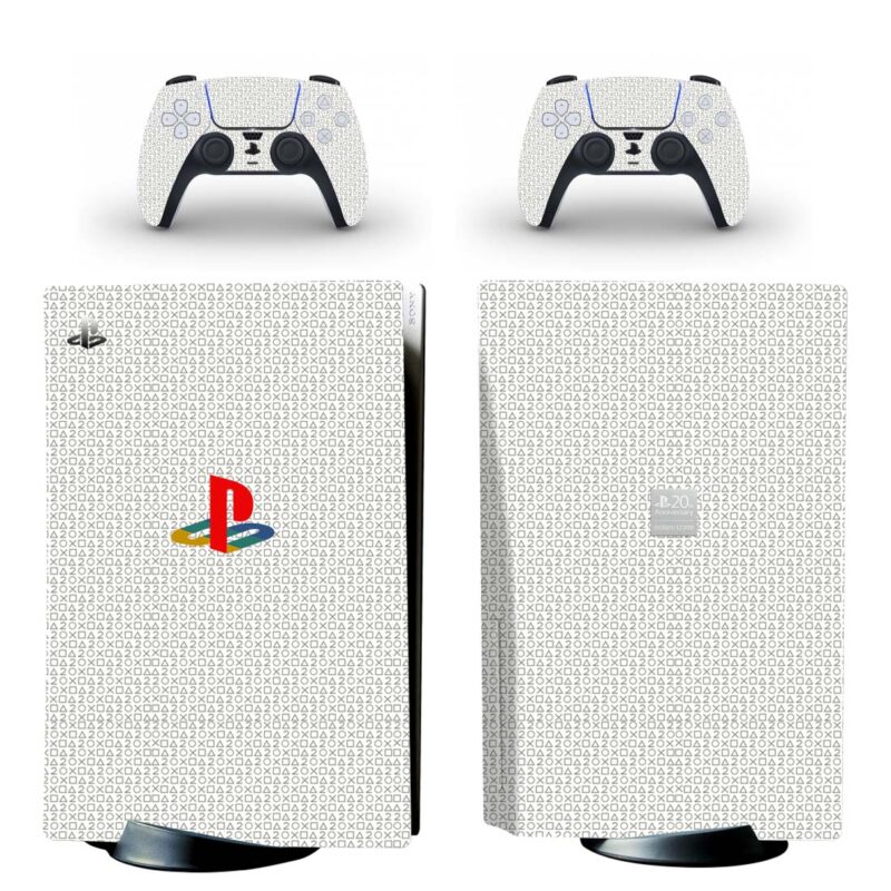 PlayStation Symbols On White PS5 Skin Sticker Decal