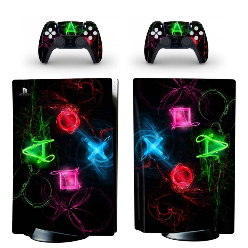 Neon Playstation Symbols PS5 Skin Sticker Decal