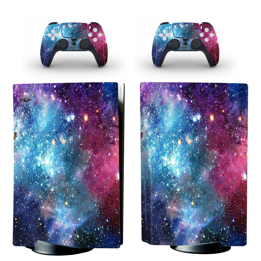 Blue And Purple Galaxy With Stars PS5 Skin Sticker Decal