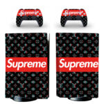 Supreme On Black Louis Vuitton Pattern PS5 Skin Sticker Decal