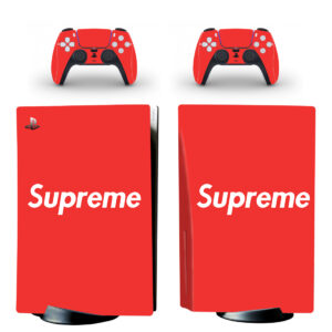 Supreme On Red Texture PS5 Skin Sticker Decal