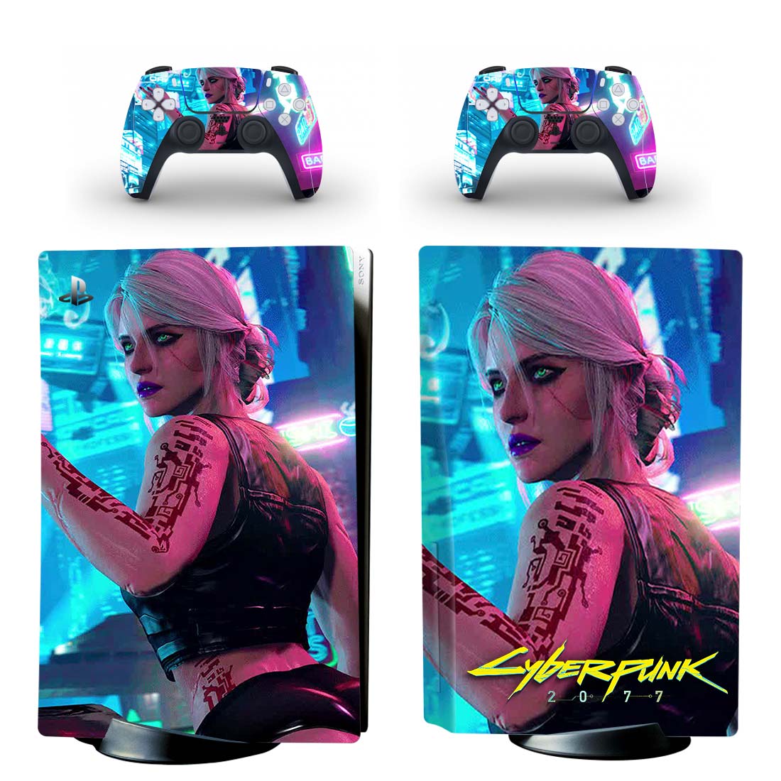 Cyberpunk 2077 PS5 Skin Sticker And Controllers Design 6