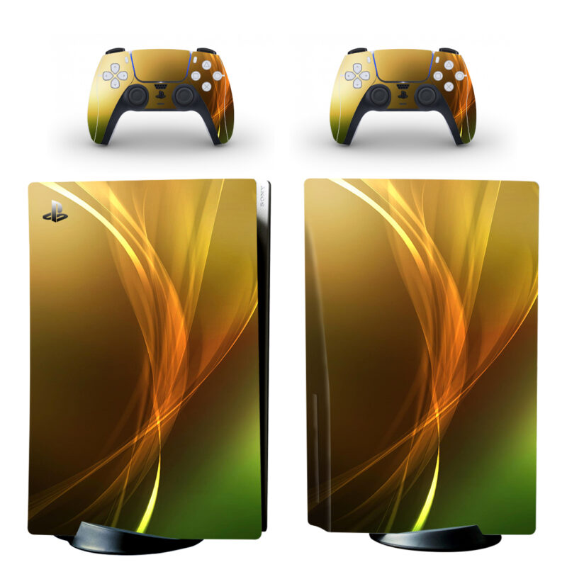 Aero Green Gold Burst Illustration PS5 Skin Sticker Decal