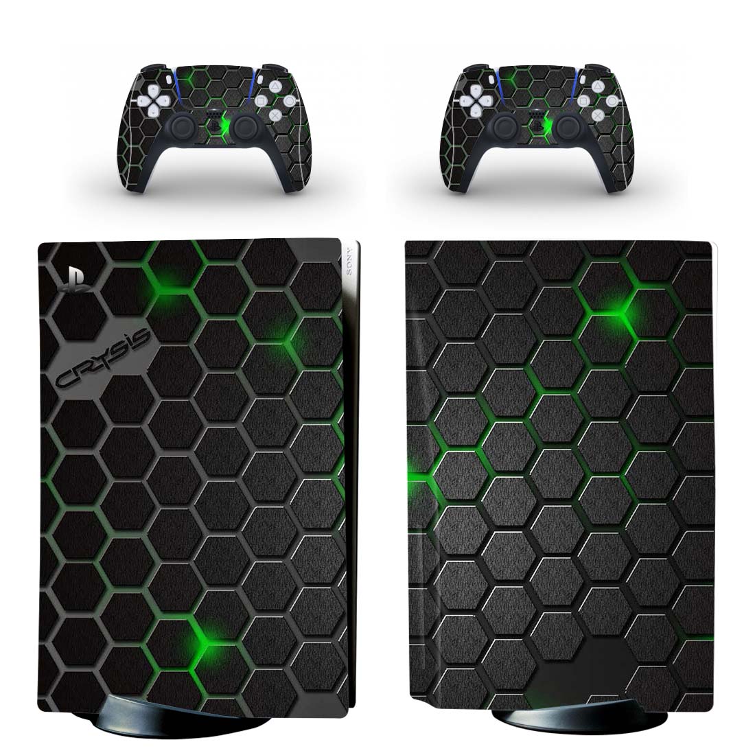 Abstract Crysis Hexagon With Green PS5 Skin Sticker Decal 