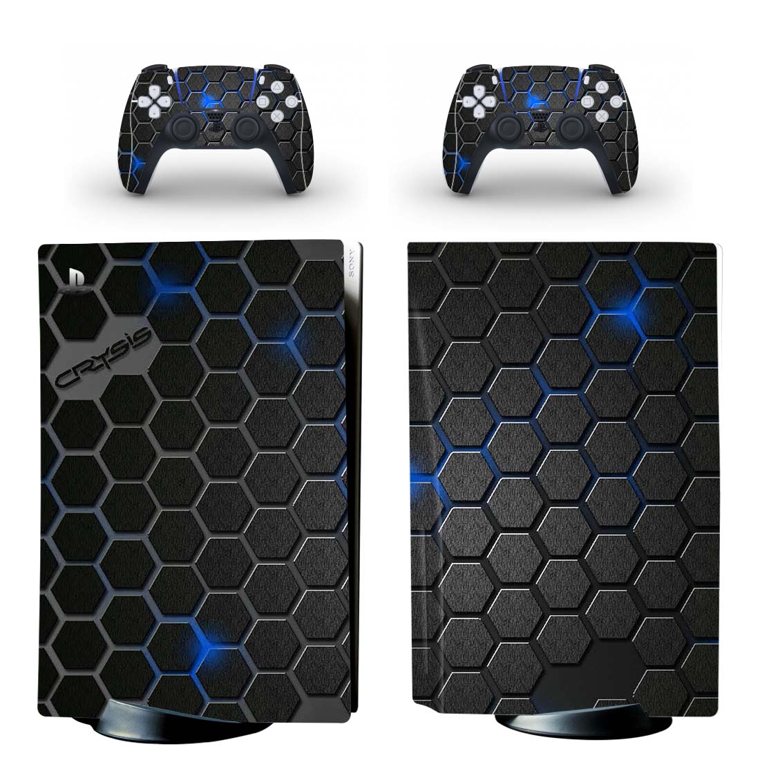 Abstract Crysis Hexagon With Blue PS5 Skin Sticker Decal