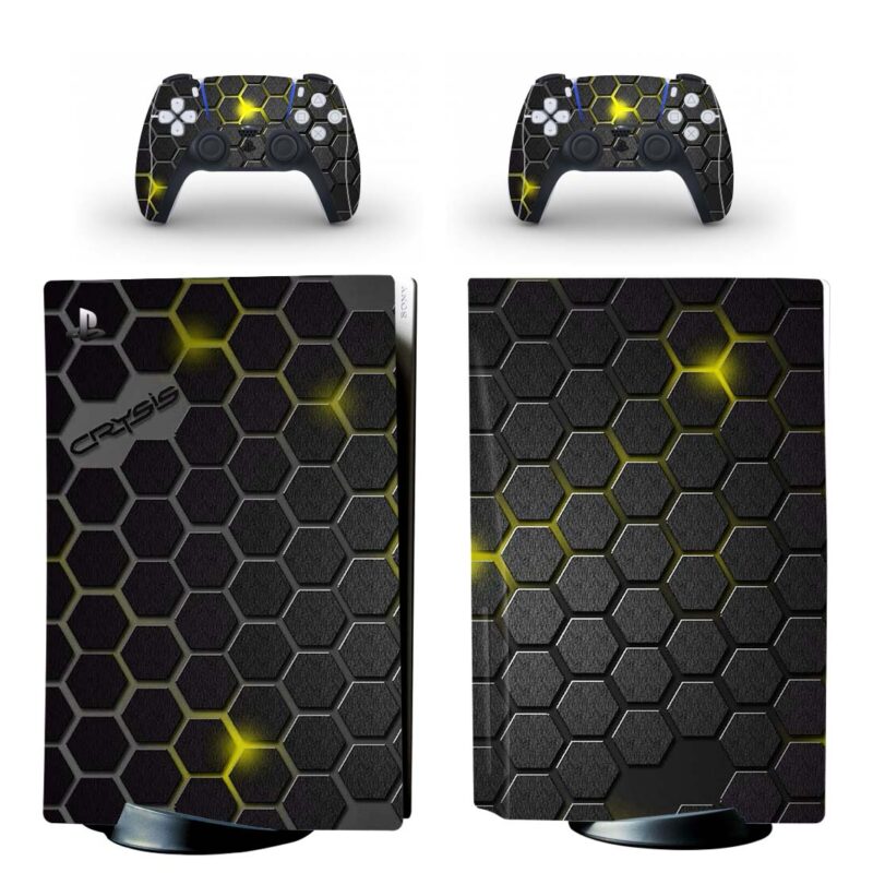 Abstract Crysis Hexagon With Yellow PS5 Skin Sticker Decal