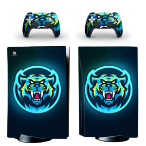 Beast Racing Blue Tiger Symbol PS5 Skin Sticker Decal