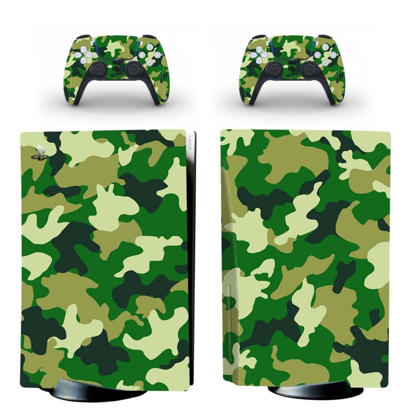 Green Military Camouflage Pattern PS5 Skin Sticker Decal