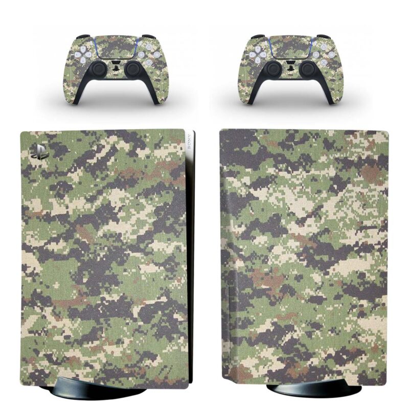 Digital Green Camouflage Pattern PS5 Skin Sticker Decal