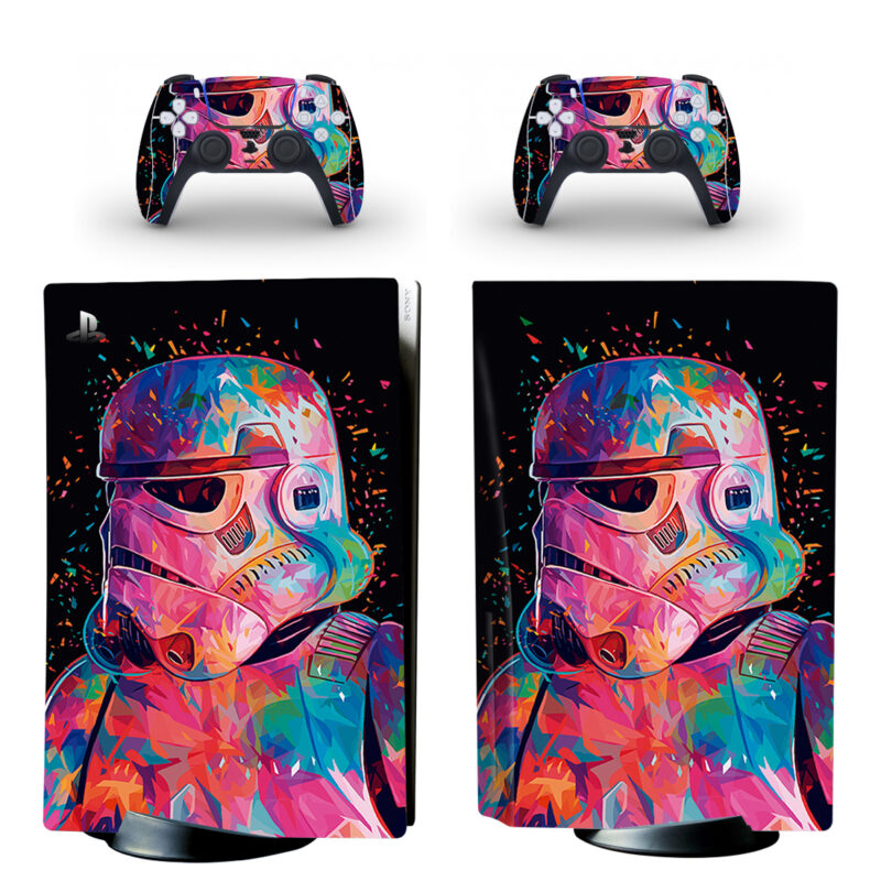 Colorful Star Wars Stormtrooper Art PS5 Skin Sticker And Controllers