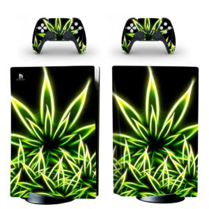 Neon Marijuana Leaf PS5 Skin Sticker Decal