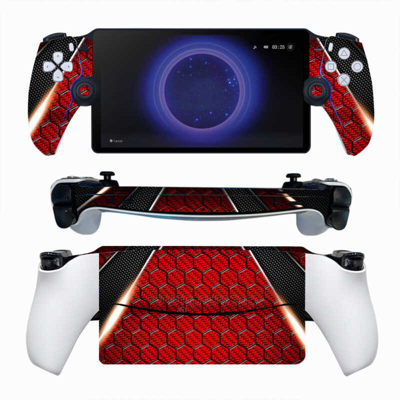 Red And Black Carbon Fiber Hexagon Pattern PS Portal Skin Sticker