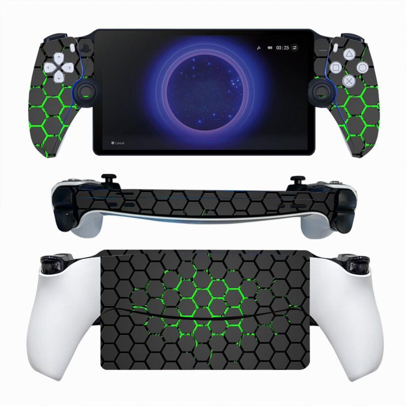 Green And Grey Hexagon Pattern PS Portal Skin Sticker