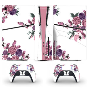 Purple Watercolor Flowers Skin Sticker For PS5 Slim