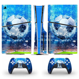 Football Water Blue Splash Skin Sticker For PS5 Slim