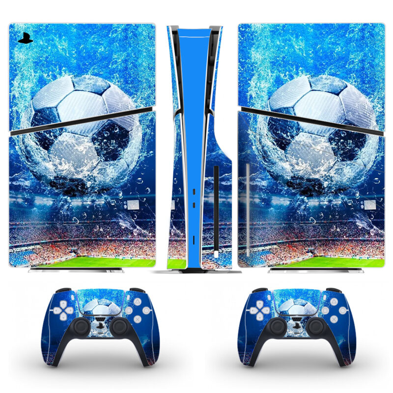 Football Water Blue Splash Skin Sticker For PS5 Slim