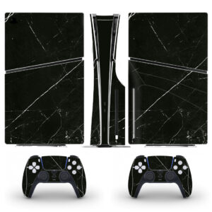 Black Marble Scratches Texture Skin Sticker For PS5 Slim