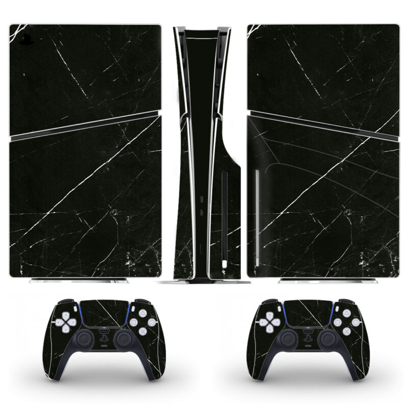 Black Marble Scratches Texture Skin Sticker For PS5 Slim