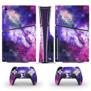 Purple Pink Galaxy Space Stars Skin Sticker For PS5 Slim