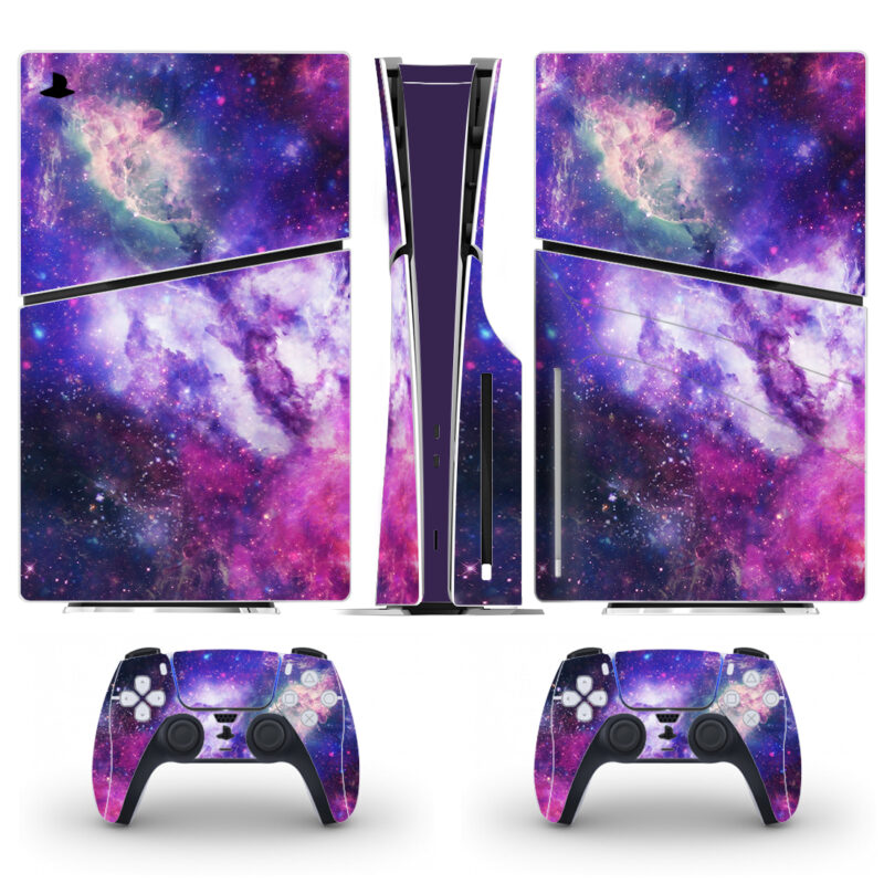 Purple Pink Galaxy Space Stars Skin Sticker For PS5 Slim