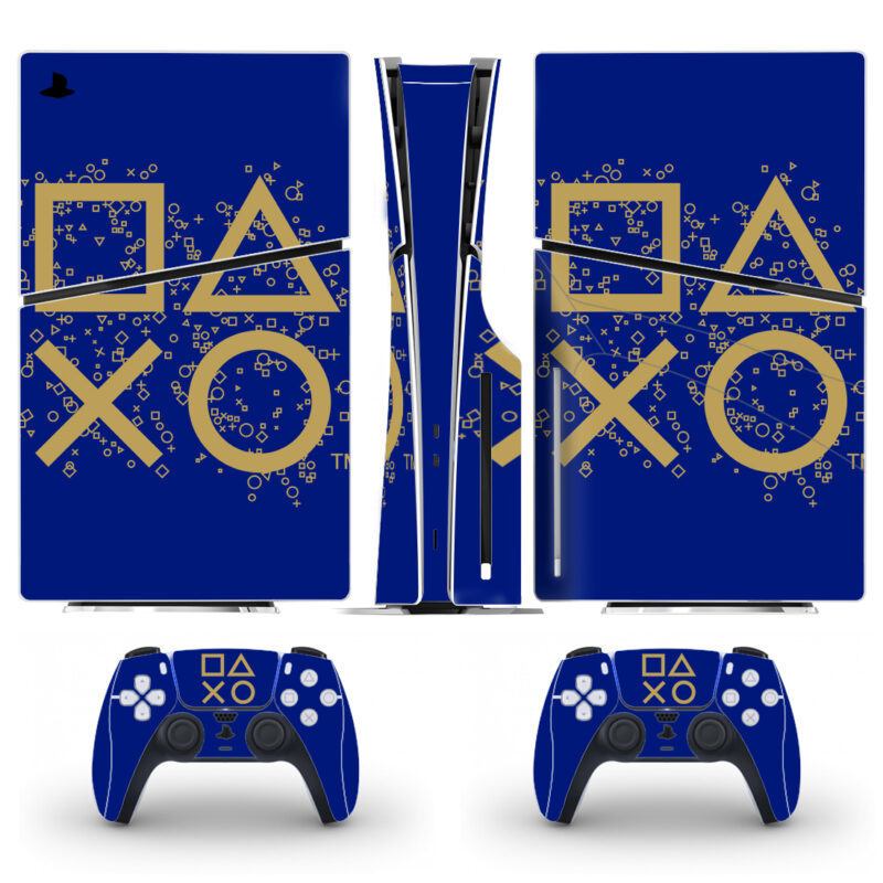 Playstation Symbol On Blue Skin Sticker For PS5 Slim