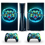 Beast Racing Blue Tiger Symbol Skin Sticker For PS5 Slim