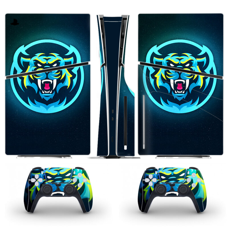 Beast Racing Blue Tiger Symbol Skin Sticker For PS5 Slim