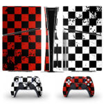 White And Red Chessboard Pattern Skin Sticker For PS5 Slim