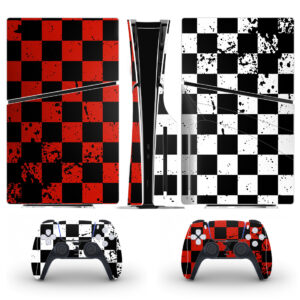 White And Red Chessboard Pattern Skin Sticker For PS5 Slim