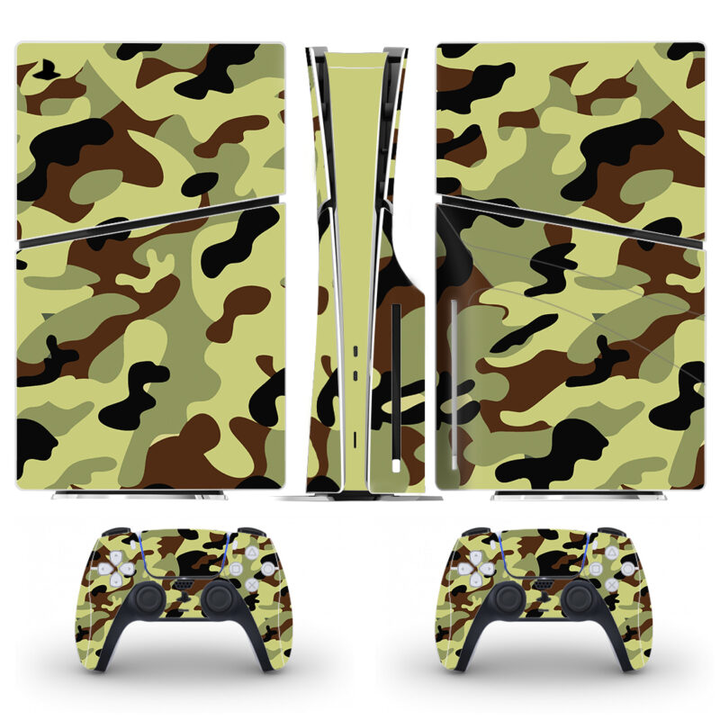 Brown Camouflage Pattern Skin Sticker For PS5 Slim