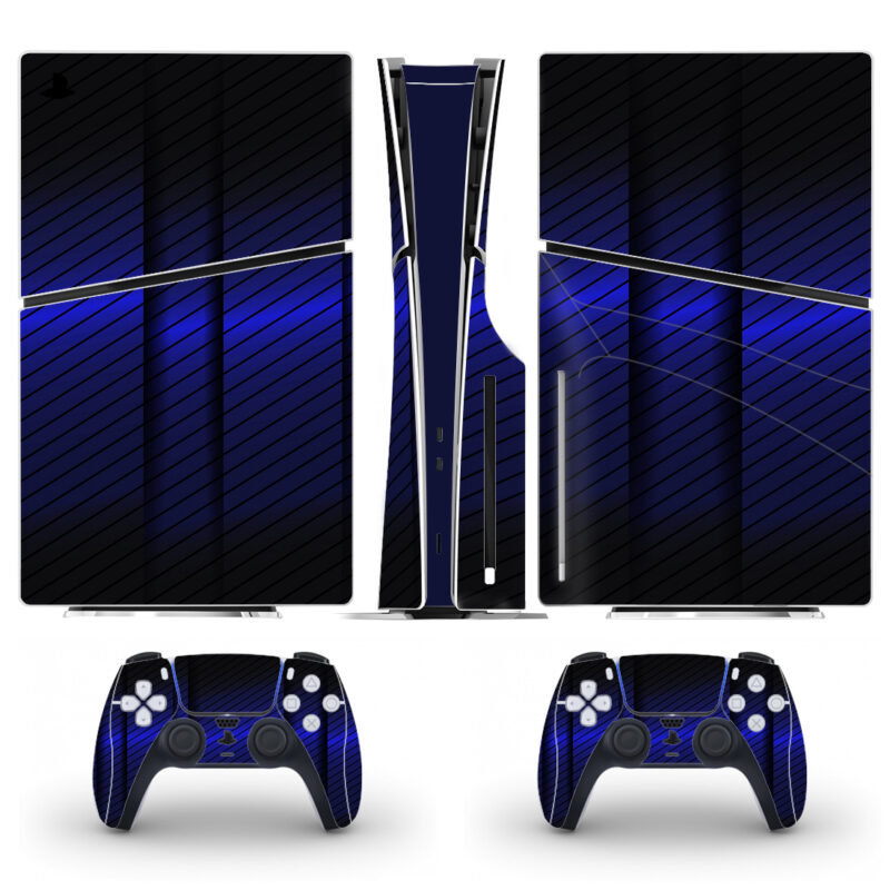 3D Blue Gradient Lines Skin Sticker For PS5 Slim