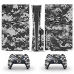 Digital Pixel Gray Camouflage Pattern Skin Sticker For PS5 Slim