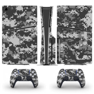 Digital Pixel Gray Camouflage Pattern Skin Sticker For PS5 Slim