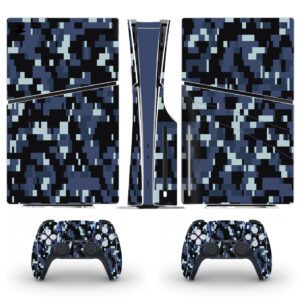 Digital Pixel Blue Camouflage Pattern Skin Sticker For PS5 Slim