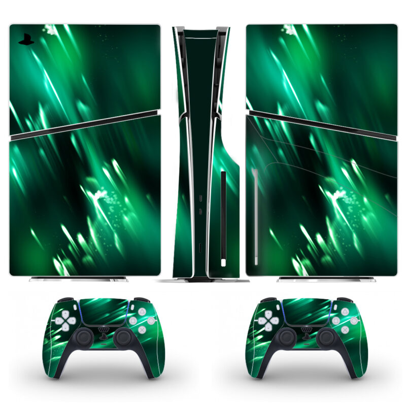 Green Shooting Stars Skin Sticker For PS5 Slim