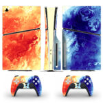 Orange And Blue Watercolor Skin Sticker For PS5 Slim