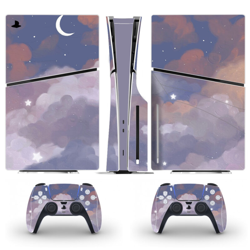 Moon Aesthetic Pastel Pattern Skin Sticker For PS5 Slim