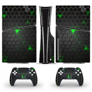 Abstract Crysis Hexagon With Green Skin Sticker For PS5 Slim