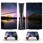 Natural Lake And Mountains With Starry Sky Skin Sticker For PS5 Slim