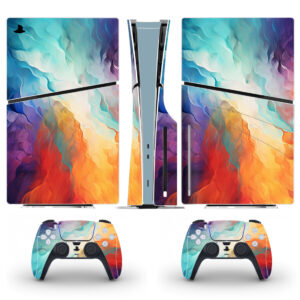 Colorful Swirl Wave Watercolor Skin Sticker For PS5 Slim