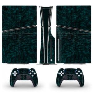 Green Techno Texture Skin Sticker For PS5 Slim