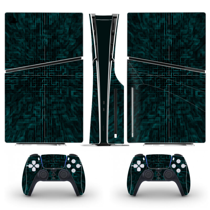 Green Techno Texture Skin Sticker For PS5 Slim