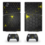 Abstract Crysis Hexagon With Yellow Skin Sticker For PS5 Slim