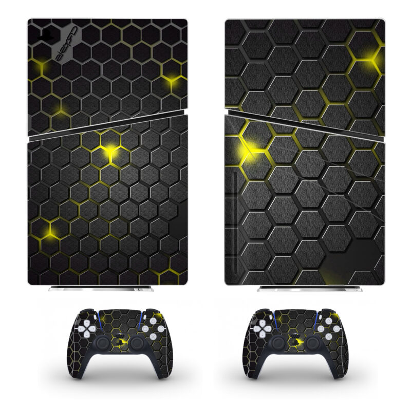 Abstract Crysis Hexagon With Yellow Skin Sticker For PS5 Slim