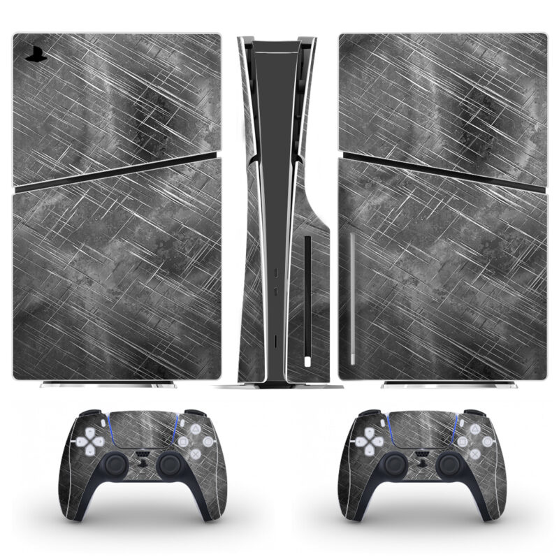 Scratched Metal Texture Surface Skin Sticker For PS5 Slim