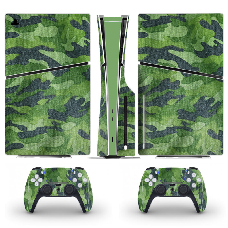 Green Camouflage Texture Skin Sticker For PS5 Slim